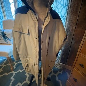 Men's Field & Stream Jacket Parka - Beige and Navy Blue